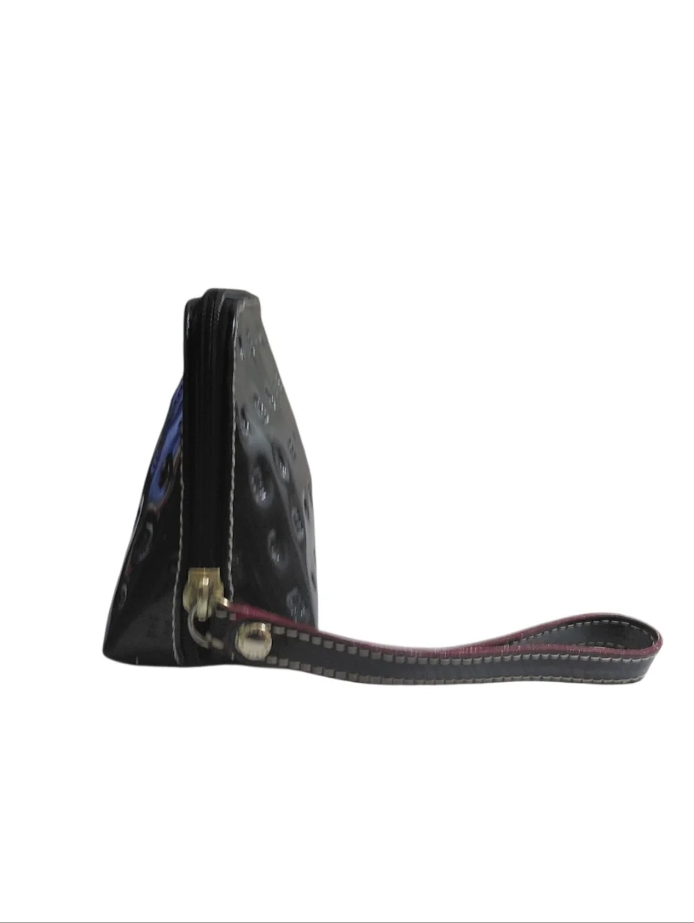 Arcadia Black Embossed Wristlet Pouch